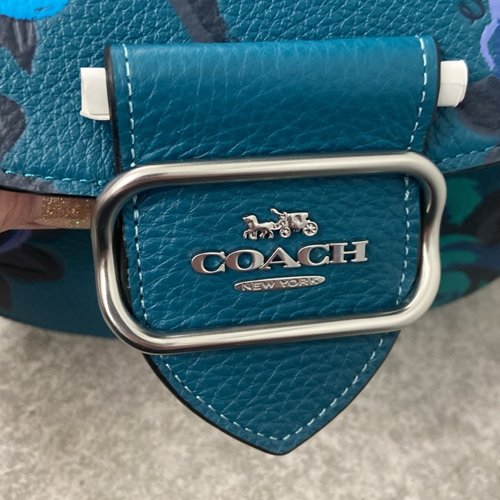 TEAL COACH MORGAN SADDLEBAG WITH JUMBO FLORAL PRINT. - Picture 5 of 12